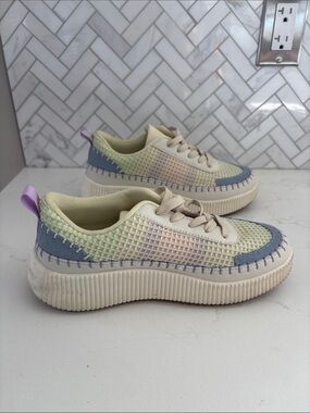 Nicole Miller Pastel Multi-Color Woven Platform Sneakers